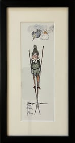 Malm, Norman (1928-2011) untitled elf on walking sticks, 2004 watercolor/ink