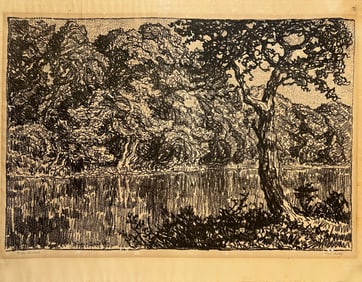 Sandzen, Birger (1871-1954) "River Motif" 1918 lithograph, ed. 50