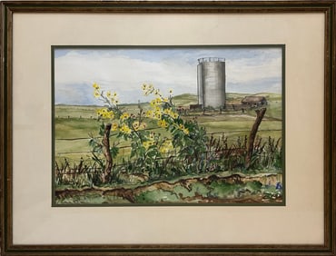 Runbeck, Lucille (1898-1973) untitled farm silo, watercolor