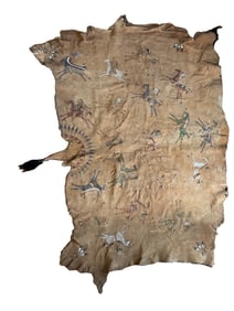 Yellowhawk, Jim (b. 1958) 1994 painted buffalo hide