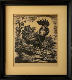 Raymer, Lester (1907-1991) "Chanticleer" linoleum block print