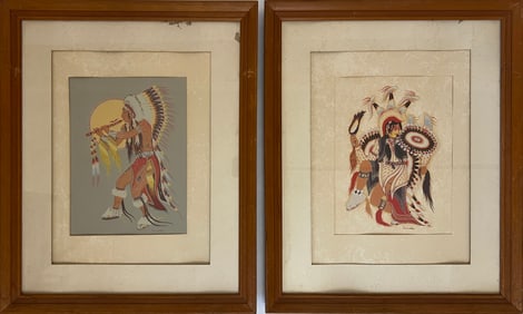 Crumbo, Woody (1912-1989) pair of untitled Native American dancers, silkscreens