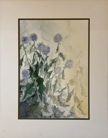 Lehman, Viola (1928-2010) "Globe Thistle" watercolor