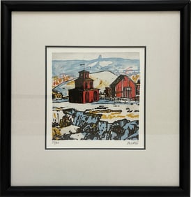 Arko, Jordi, untitled barns, color lithograph 19/90