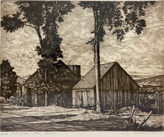 Lucioni, Luigi (1900-1988) untitled two sheds, 1952 etching