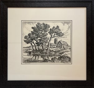 Sandzen, Birger (1871-1954) "Kansas Farm" 1940 lithograph