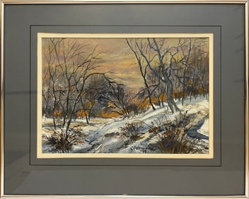 Peterson, Carl (1919-2009) untitled winter dry creek, 1999 watercolor