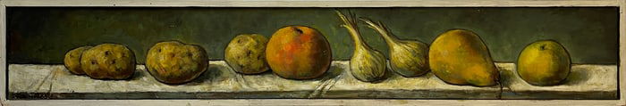 Raymer, Lester (1907-1991) untitled still life with vegetables, 1965 oil on board