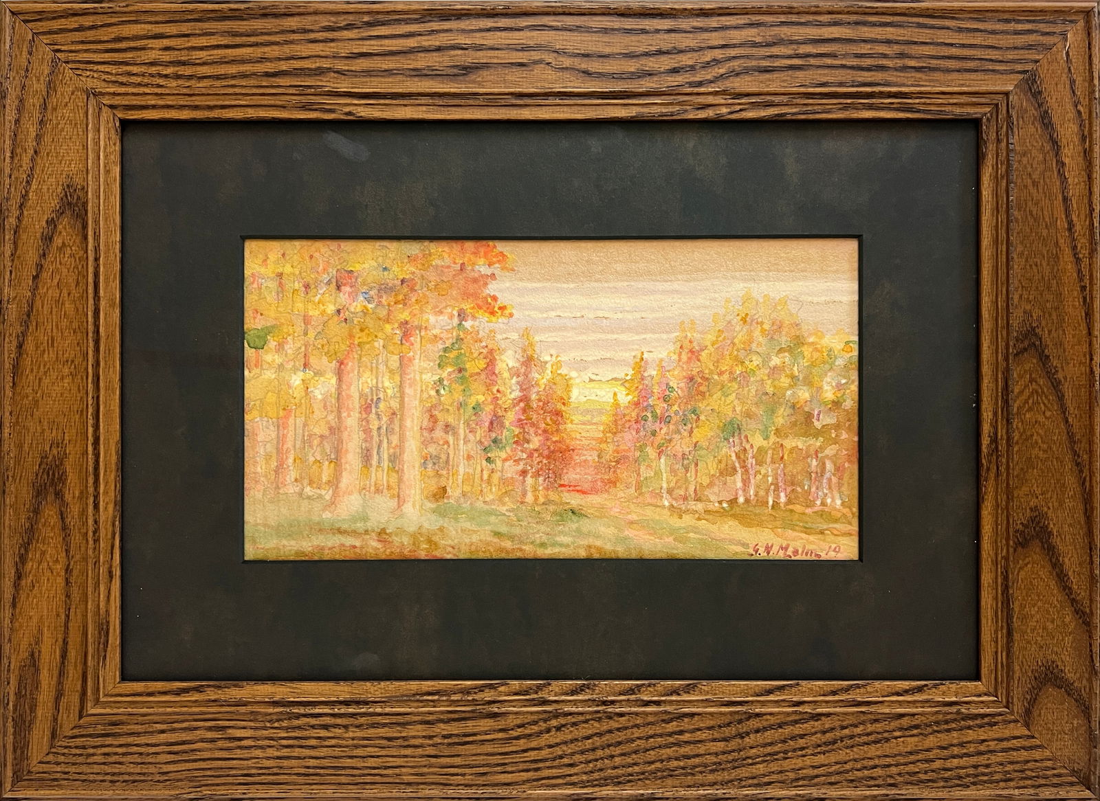 Malm, G.N. (1869-1928) untitled fall landscape, 1919 watercolor (1 of 4)