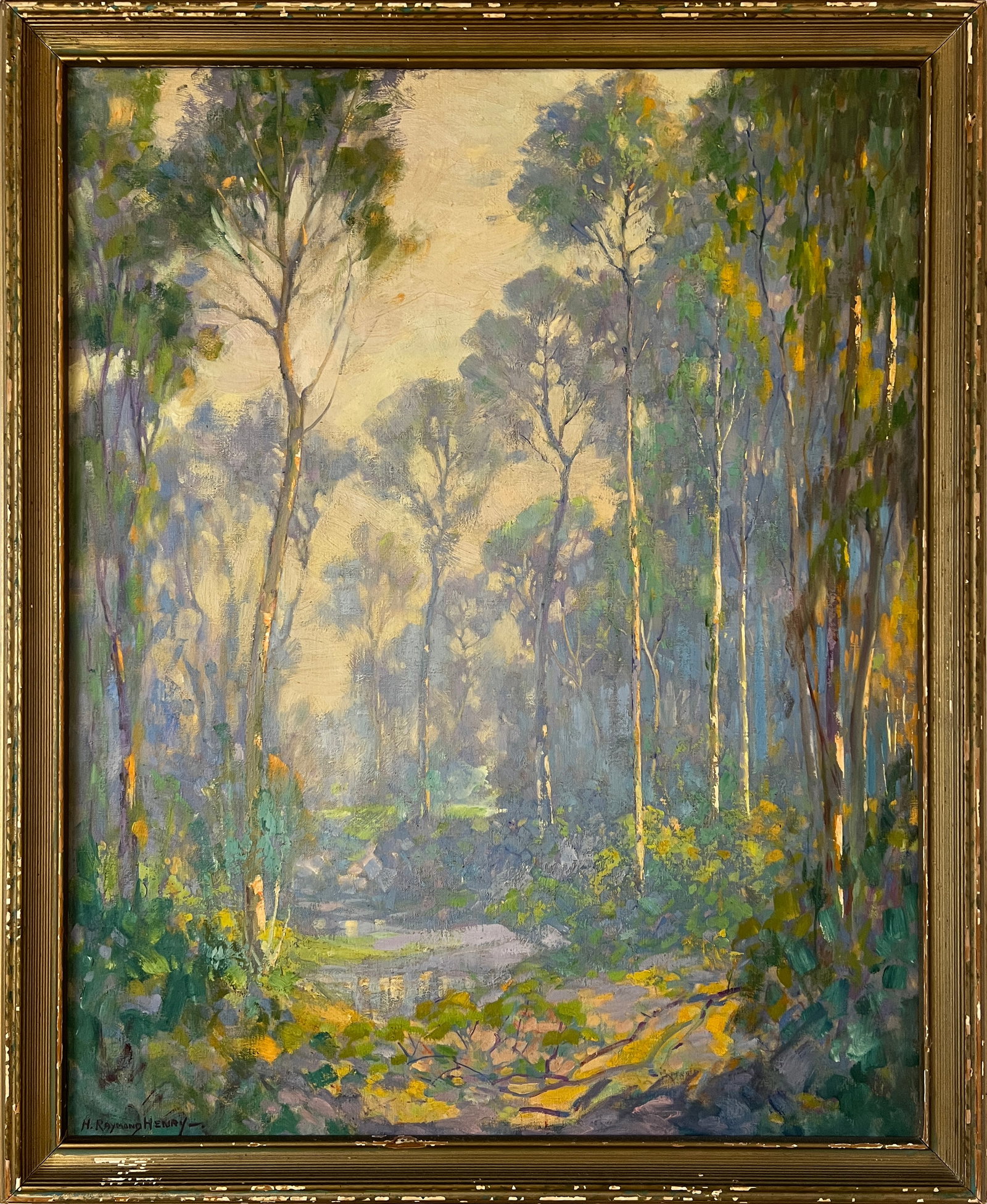 Henry, Harry Raymond (1882-1974) "Morning Fantasy" oil on canvas: Harry Raymond Henry (1882-1974) "Morning Fantasy" oil on canvas. signed in lower left, canvas size: 30.25 x 24 inches. Born in Woodson, IL on March 21, 1882. Henry was raised in the Midwest and appren