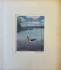Bebb, Maurice (1891-1986) Avocet, 1953, 4 plate color aquatint and soft ground etching