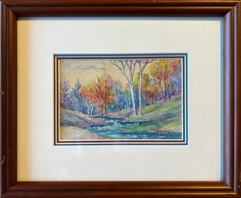 Malm, Alba (1897-1986)  Untitled fall trees and stream, watercolor