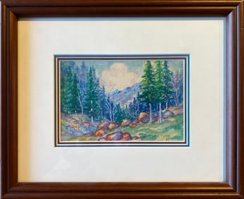 Malm, Alba (1897-1986)  Untitled pines and rocks, watercolor
