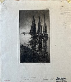 Jaques, Bertha (1863-1941) Three Fishers, Venice, 1912 etching on rice paper