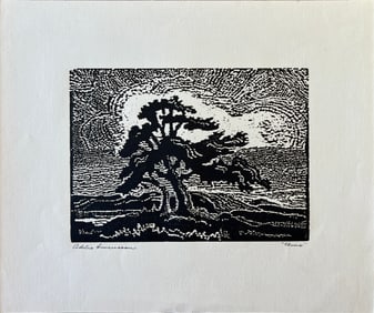 Swensson, Adelia (1880-1968) Elms, nail cut block print