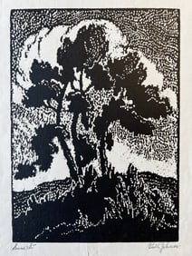 Johnson, Ruth, Sunset, nailcut block print