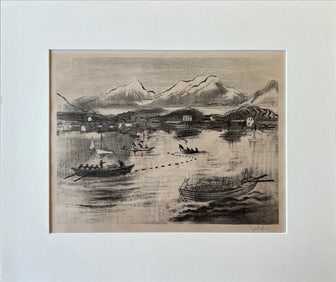 Jones, Joe (1909-1963) Fishing Village, 1940 lithograph