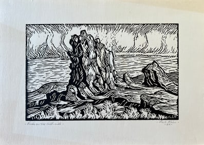 Rein, Leo E (1908-n.d.) Rocks on the Hillside, 1929 block print