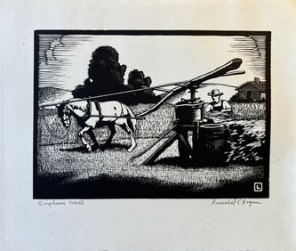 Logan, Herschel (1901-1987) Sorghum Mill, block print