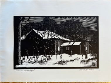 Logan, Herschel (1901-1987) Winter Moonlight, block print