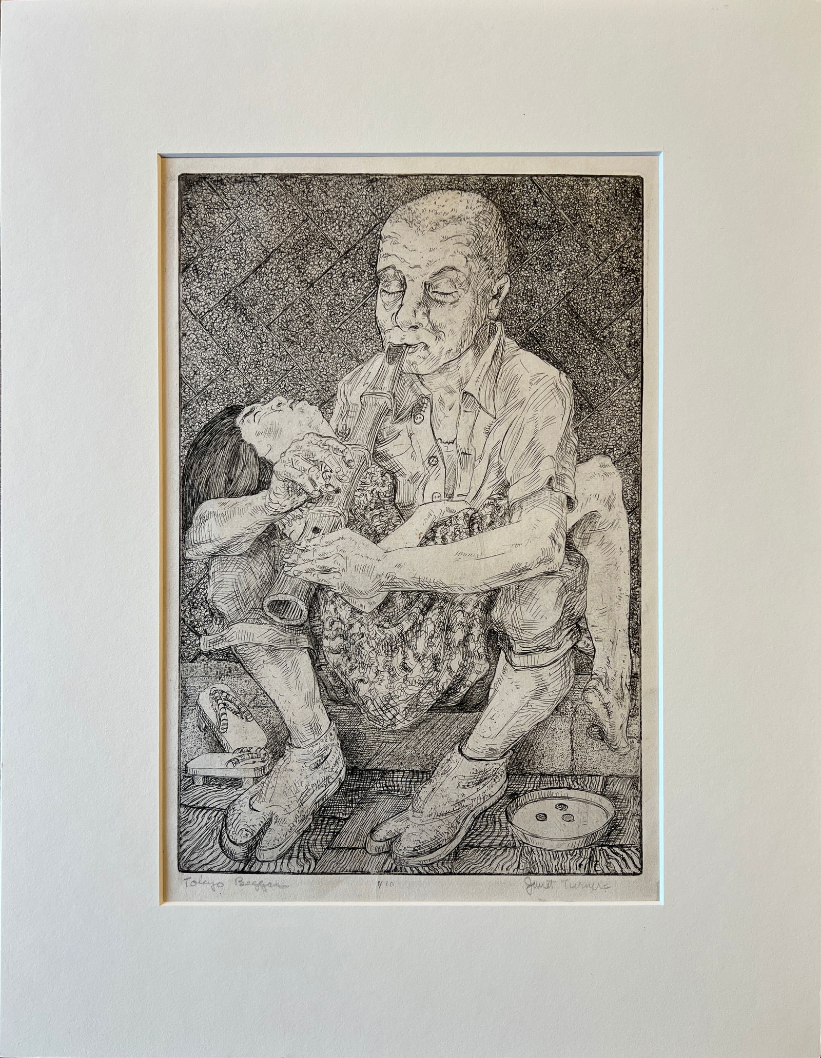 Turner, Janet (1914-1988) Tokyo Begger, ca 1955 etching (1 of 7)