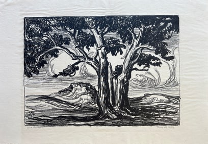 Wheaton, Lola (1900-1958) Trees and Hills, lithograph