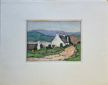 Bassett-Hall, Norma (1889-1957) Cottage in Skye, ca 1930, color woodcut
