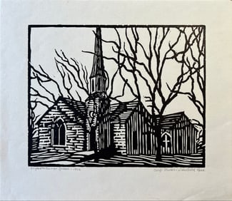 Green, Elizabeth Farrar (1900-2000) Cong'l Church-Wakefield Kans, 1926 block print