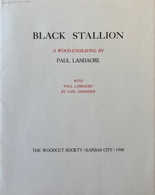 Landacre, Paul (1893-1963Black Stallion, 1940 wood engraving