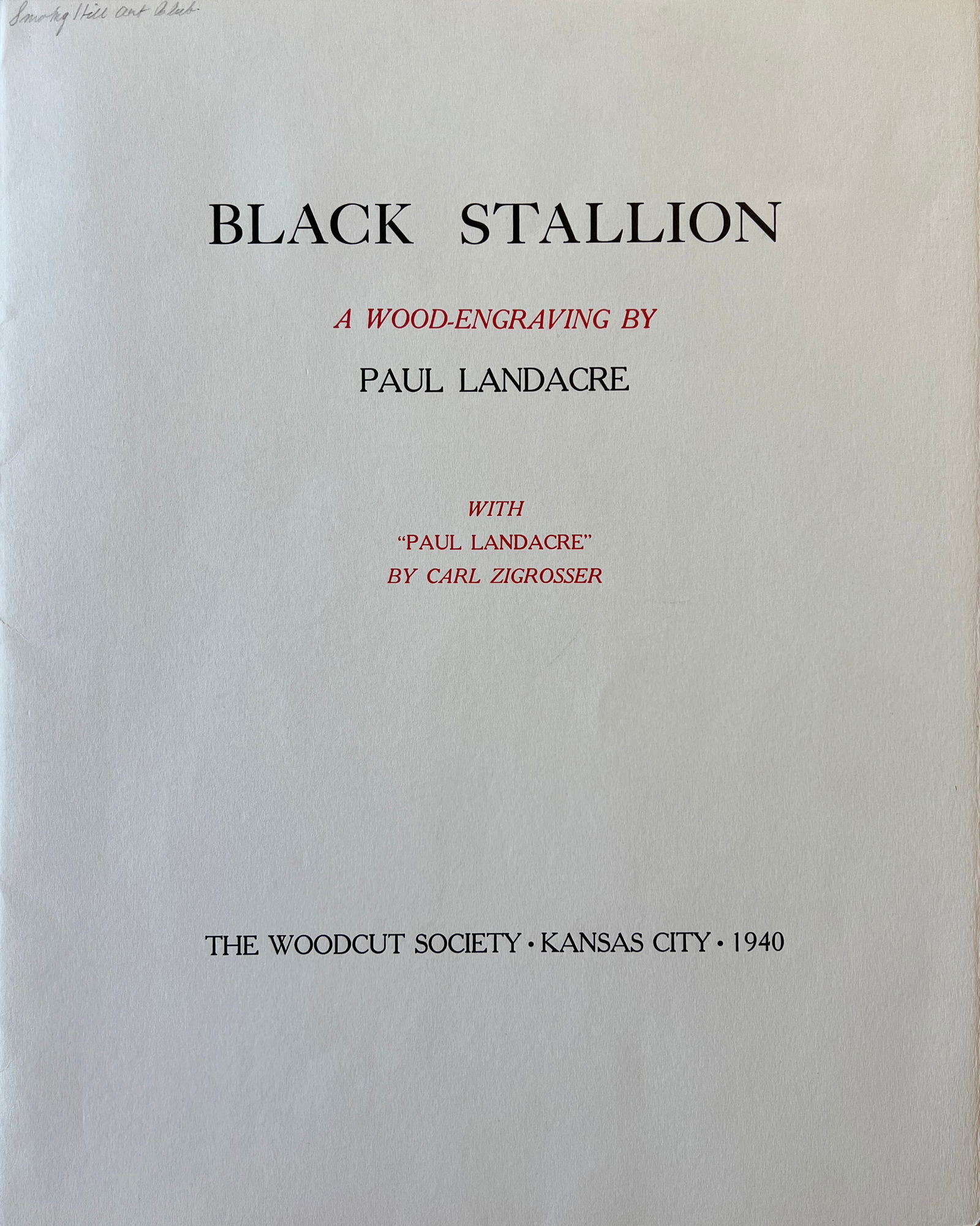 Landacre, Paul (1893-1963Black Stallion, 1940 wood engraving (1 of 10)