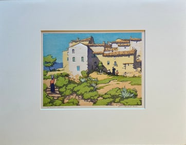 Bassett-Hall, Norma (1889-1957) La Gaude-France, 1943 color woodcut