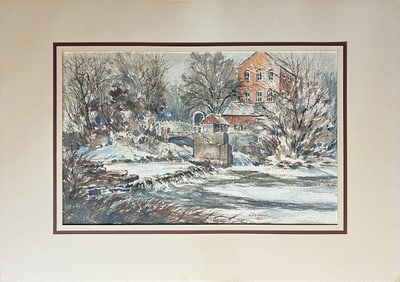 Peterson, Carl (1919-2009) Old Mill, 1982 watercolor