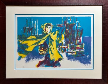 Simbari, Nicola (1927-2012) girl in yellow coat, serigraph