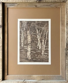 Luciano, Luigi (1900-1988) birch trees, 1961 etching