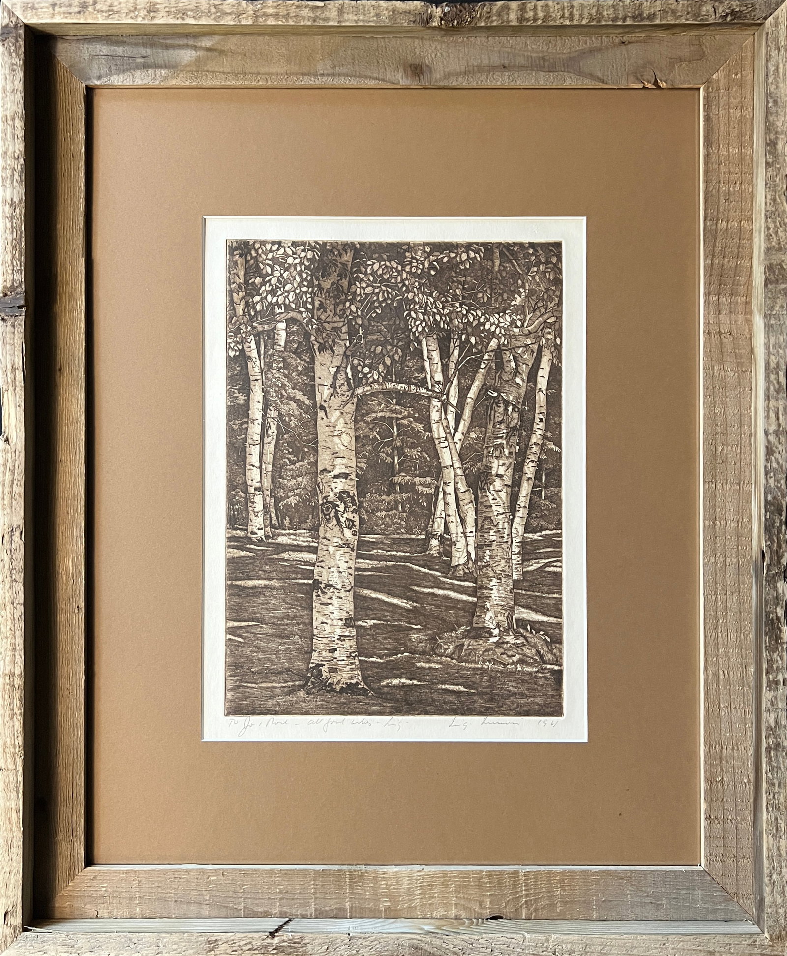 Luciano, Luigi (1900-1988) birch trees, 1961 etching (1 of 5)