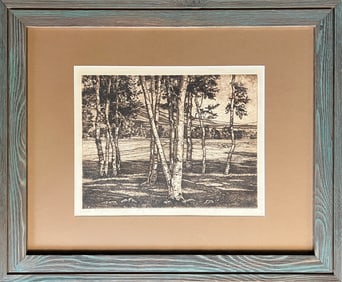 Luciano, Luigi (1900-1988) birch trees, 1951 etching