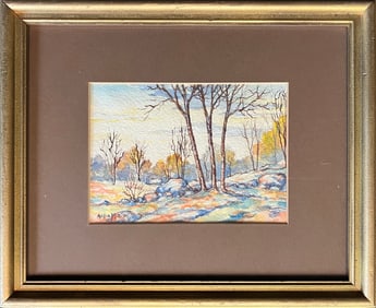 Malm, Alba (1897-1986) fall/winter landscape, watercolor