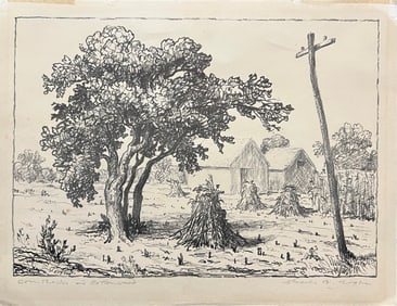 Rogers, Charles (1911-1987) Cornshocks and Cottonwood, lithograph