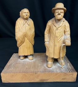 Pearson, Anton (1892-1967) Church Goers, woodcarving