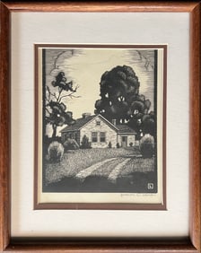 Logan, Herschel C (1901-1987) "Summer Cabin", woodcut