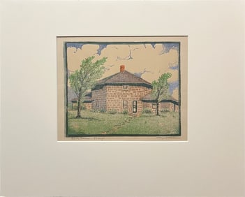 Whittemore, Margaret (1897-1983) Block House-Ft Hays, color woodblock