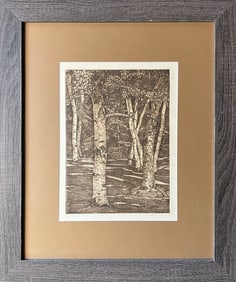 Luciano, Luigi (1900-1988) birch trees, 1961 etching