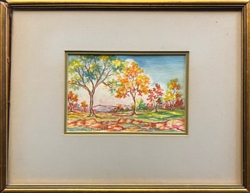 Malm, Alba (1897-1986) fall landscape, watercolor