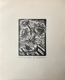 Bergen, Richard (1925-2020) "Sunflower" linoleum cut