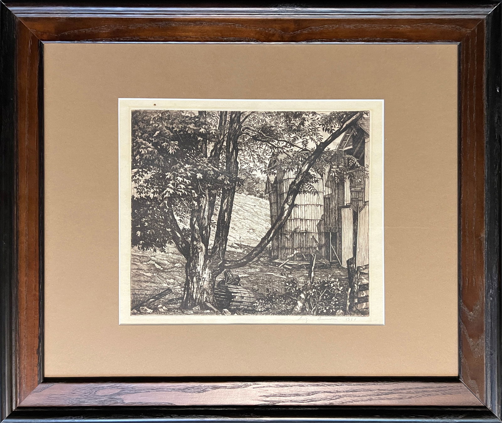 Lucioni, Luigi (1900-1988) silo, 1951 etching: Lucioni, Luigi (1900-1988) silo, 1951 etching, pencil signed in lower right, good condition, not examined out of frame, image size: 9.75 x 11.5 inches. Born in Malnate, Italy, in 1900, Luigi Lucioni b