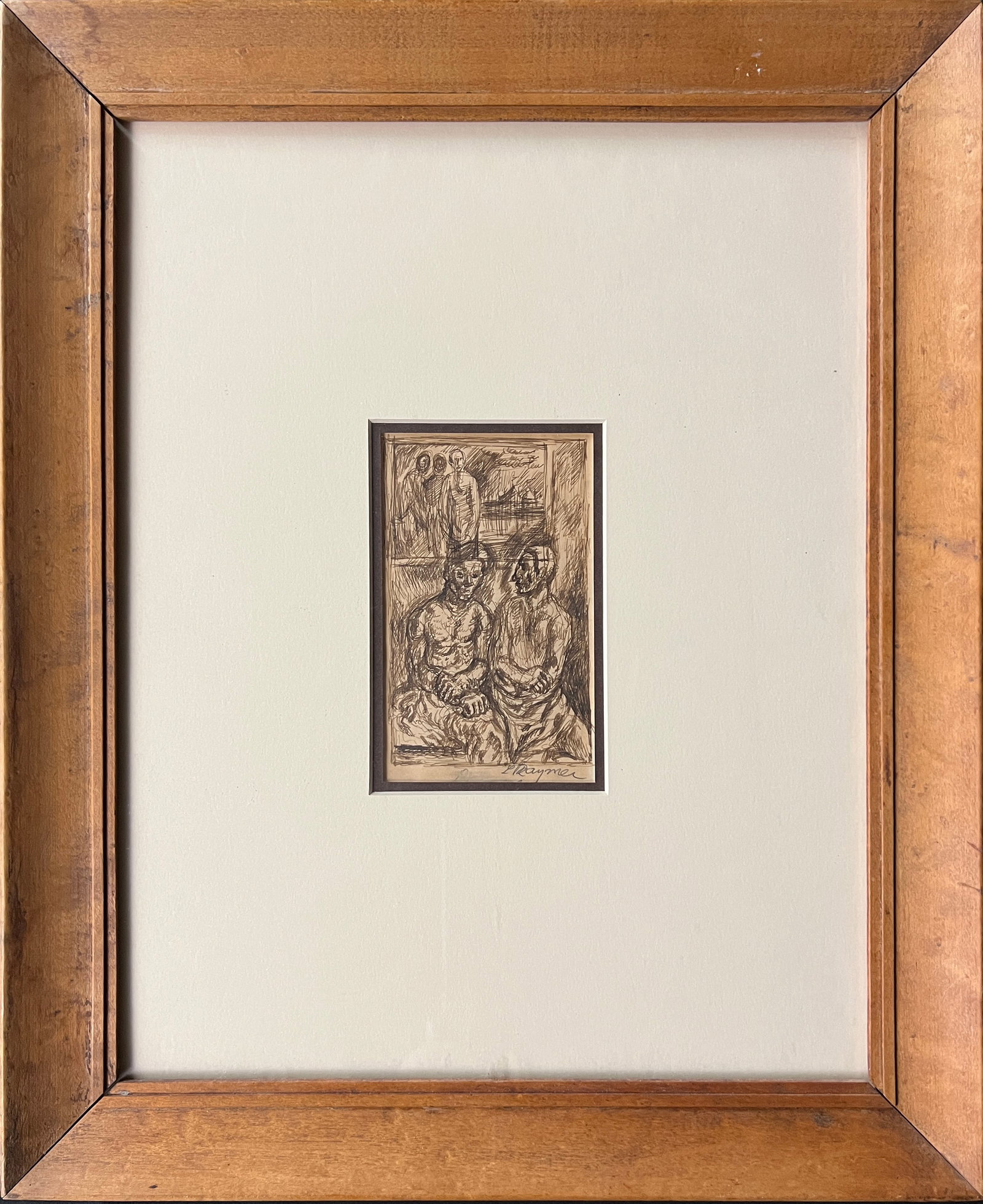 Raymer, Lester (1907-1991) pen & ink sketch, untitled circus: Raymer, Lester (1907-1991) pen & ink sketch, untitled circus, signed L Raymer lower right, good condition, not examined out of frame, image size: 5 x 3 inches. Lester Raymer, born in 1907, grew up on