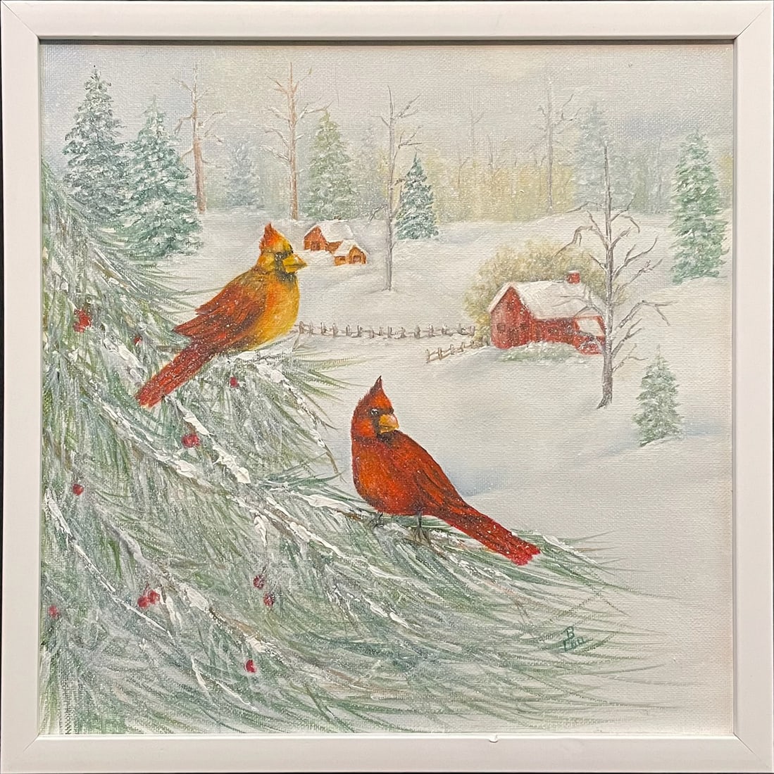 Culley, Barbara, acrylic on canvas, untitled cardinals (1 of 4)