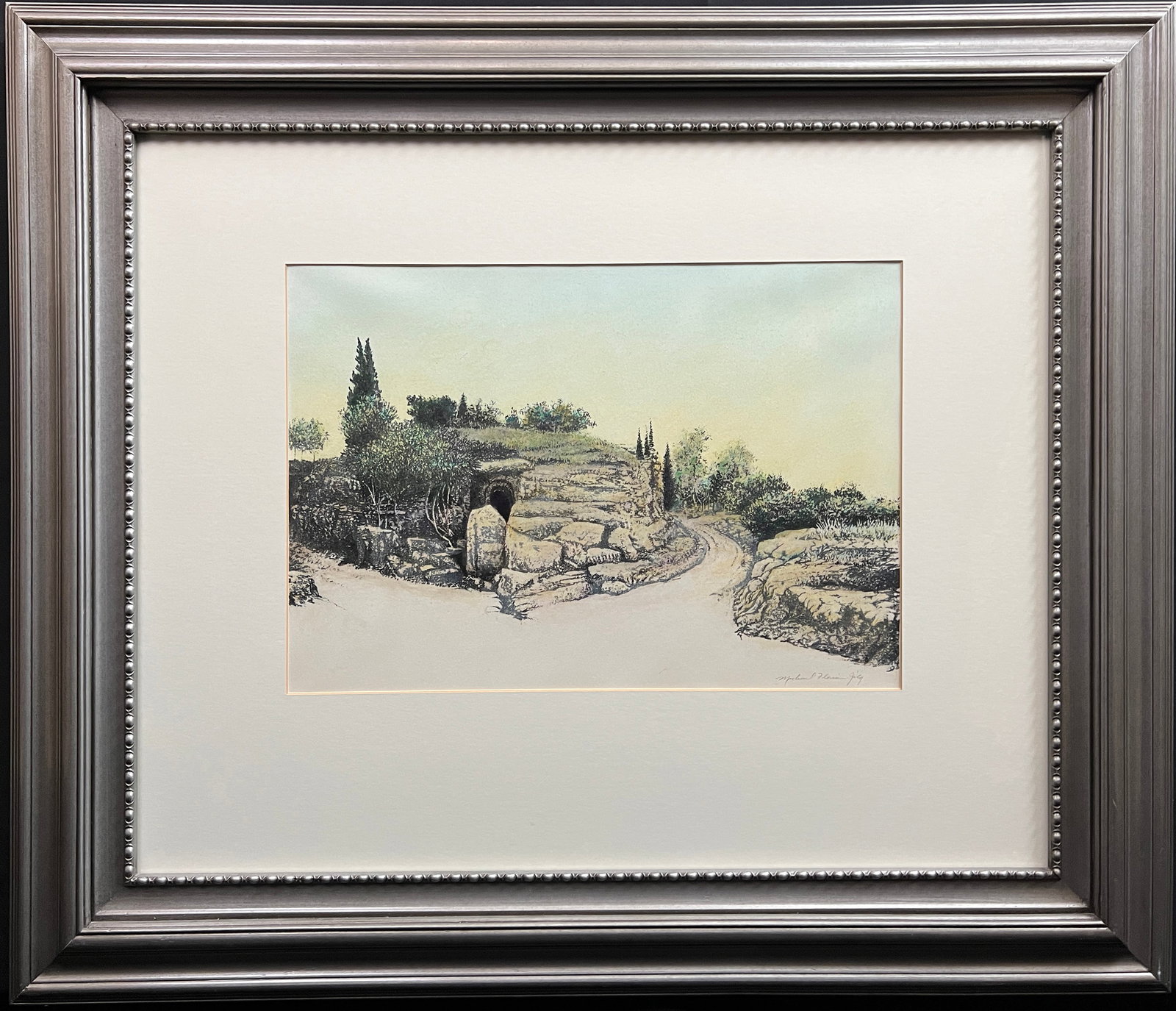 Jilg, Michael Florian,1989 handcolored etching, Empty Tomb (1 of 5)