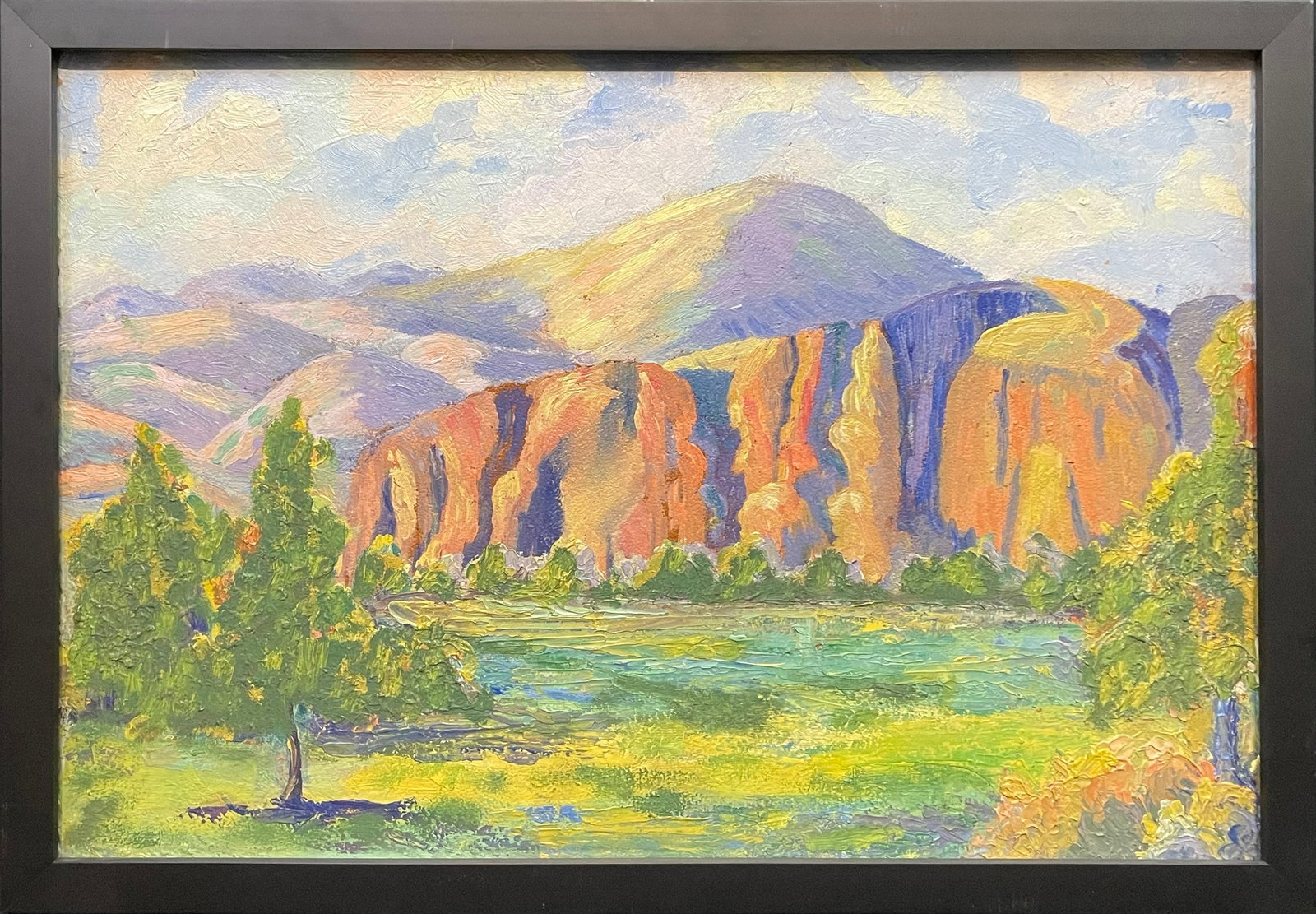 Unknown, Sandzen Student, oil on board, untitled Colorado landscape: Unknown, Sandzen Student, oil on board, untitled Colorado landscape, no visible signature, good condition, not examined out of frame, board size: 13.5 x 20 inches. Åppears to be a Sandzen student.
