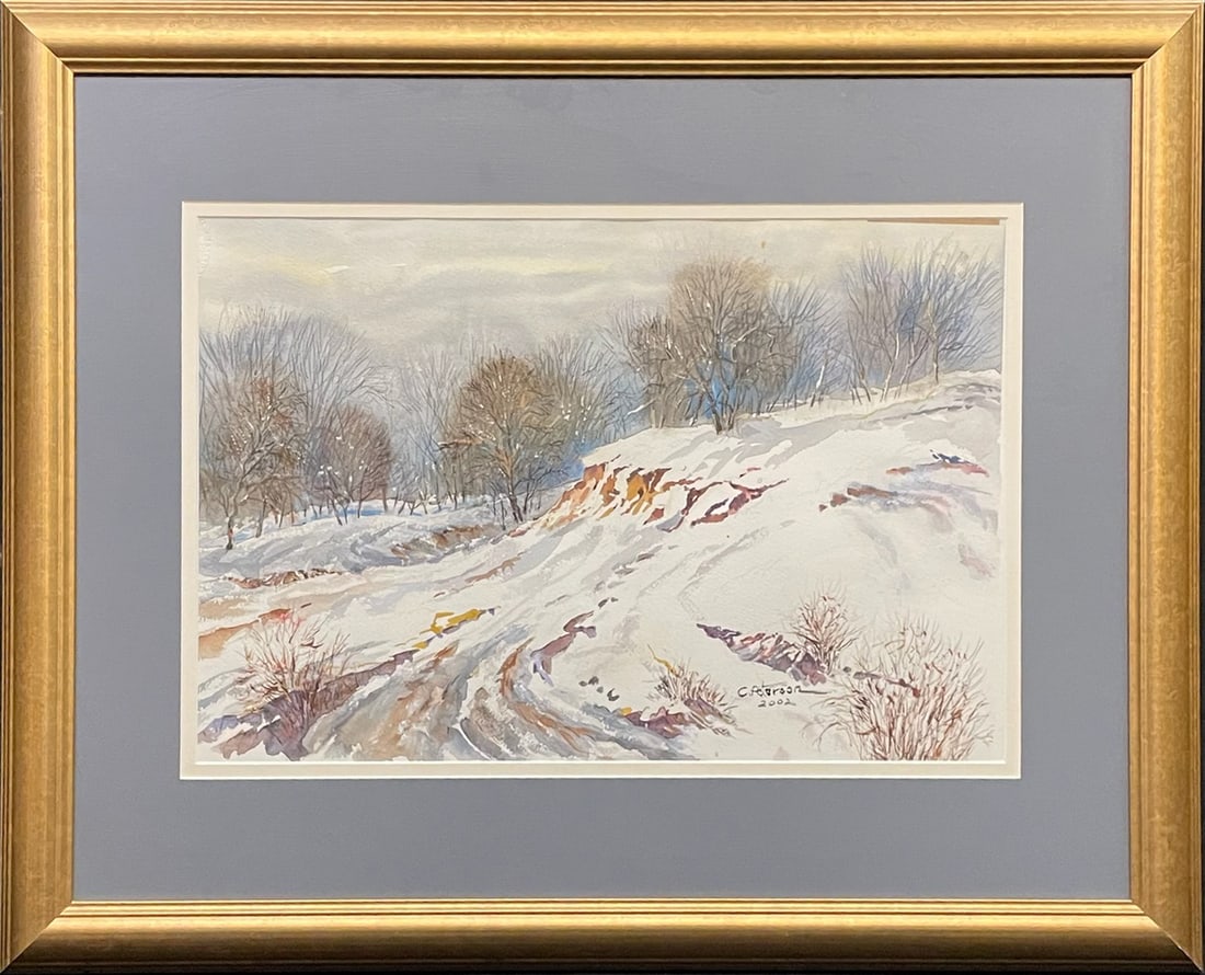 Peterson, Carl (1919-2009) 2002 watercolor, untiltled winter landscape (1 of 4)